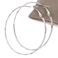 Brass Hoop Earring, platinum color plated, nickel, lead & cadmium free, 59x63x2mm, Sold By Pair