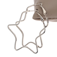 Brass Hoop Earring, Star, platinum color plated, nickel, lead & cadmium free, 49x57x2mm, Sold By Pair