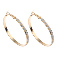 Brass Hoop Earring gold color plated colorful powder nickel lead & cadmium free Sold By Pair