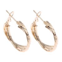 Brass Hoop Earring, gold color plated, nickel, lead & cadmium free, 29x33x8mm, Sold By Pair