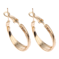 Brass Hoop Earring, gold color plated, nickel, lead & cadmium free, 28x32x5mm, Sold By Pair