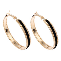 Brass Hoop Earring, with Resin, gold color plated, nickel, lead & cadmium free, 50x56x7mm, Sold By Pair