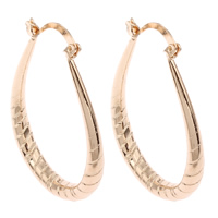 Brass Hoop Earring, gold color plated, flower cut, nickel, lead & cadmium free, 29x42x4mm, Sold By Pair