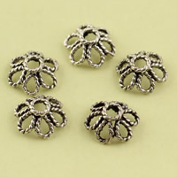 Brass Bead Cap, Flower, antique silver color plated, lead & cadmium free, 7x7mm, Hole:Approx 1.5mm, 10PCs/Bag, Sold By Bag