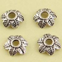 Brass Bead Cap, Flower, antique silver color plated, lead & cadmium free, 7.7x7.7mm, Hole:Approx 2mm, 10PCs/Bag, Sold By Bag
