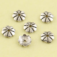 Brass Bead Cap, Flower, antique silver color plated, lead & cadmium free, 5x5mm, Hole:Approx 1mm, 10PCs/Bag, Sold By Bag