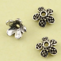 Brass Bead Cap, Flower, antique silver color plated, lead & cadmium free, 7.16x7.16mm, Hole:Approx 1mm, 10PCs/Bag, Sold By Bag