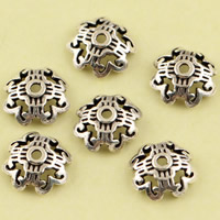 Brass Bead Cap, Flower, antique silver color plated, lead & cadmium free, 7.4x7.4mm, Hole:Approx 1mm, 10PCs/Bag, Sold By Bag