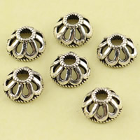 Brass Bead Cap, Flower, antique silver color plated, lead & cadmium free, 7.7x7.7mm, Hole:Approx 2mm, 10PCs/Bag, Sold By Bag