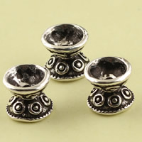 Brass Bead Cap, Drum, antique silver color plated, double-sided, lead & cadmium free, 7x7mm, Hole:Approx 1mm, 10PCs/Bag, Sold By Bag