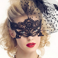 Gotiska Eye Mask, Lace, gotisk stil, svart, 950x310mm, 10PC/Lot, Säljs av Lot
