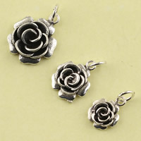 Brass Jewelry Pendants Flower antique silver color plated lead & cadmium free Sold By PC