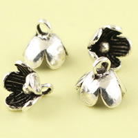Bijoux pendentifs en laiton, fleur, Plaqué de couleur d'argent, sans plomb et cadmium, 7.6x7.2mm, Trou:Environ 1.5mm, Vendu par PC