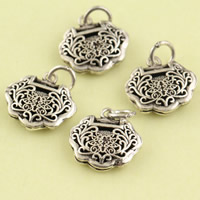 Hollow Brass Pendants Longevity Lock antique silver color plated lead & cadmium free Approx 3.5mm Sold By PC