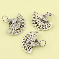 Brass Jewelry Pendants Fan antique silver color plated lead & cadmium free Approx 3.5mm Sold By PC