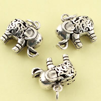 Hollow Brass Pendants Elephant antique silver color plated lead & cadmium free Approx 3.5mm Sold By PC