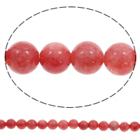 Dyed Jade Beads, Round, light red, 8mm, Hole:Approx 1mm, Length:Approx 15.5 Inch, 10Strands/Bag, Approx 50PCs/Strand, Sold By Bag