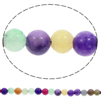 gefärbte Jade Perle, rund, gemischte Farben, 6mm, Bohrung:ca. 1mm, Länge:ca. 15.5 ZollInch, 10SträngeStrang/Tasche, ca. 66PCs/Strang, verkauft von Tasche