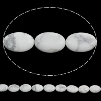Türkis Perlen, Synthetische Türkis, flachoval, weiß, 12x18x5mm, Bohrung:ca. 1mm, Länge ca. 15.5 ZollInch, 10SträngeStrang/Tasche, ca. 22PCs/Strang, verkauft von Tasche