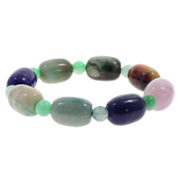 Dyed Jade bracelet, pilier, multicolore, 13x18mm-14x20mm, Longueur Environ 7.5 pouce, 10Strandstoron/sac, Vendu par sac