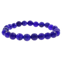 Dyed Jade Bracelet, Round, faceted, blue, 8mm, Length:Approx 7.5 Inch, 10Strands/Bag, Sold By Bag