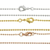 Messingkette Halskette, Messing, plattiert, Kugelkette, keine, frei von Nickel, Blei & Kadmium, 1.40mm, Länge:ca. 16.5 ZollInch, 50SträngeStrang/Tasche, verkauft von Tasche