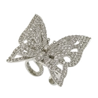 Cubic Zirconia Micro Pave Brass Ring Butterfly platinum plated open & micro pave cubic zirconia nickel lead & cadmium free US Ring Sold By PC