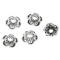 Brass Bead Cap, Flower, antique silver color plated, lead & cadmium free, 5.5x2mm, Hole:Approx 1mm, 30PCs/Bag, Sold By Bag