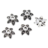 Brass Bead Cap, Flower, antique silver color plated, lead & cadmium free, 6x3mm, Hole:Approx 1mm, 40PCs/Bag, Sold By Bag