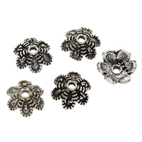 Brass Bead Cap, Flower, antique silver color plated, lead & cadmium free, 6x2mm, Hole:Approx 1mm, 50PCs/Bag, Sold By Bag