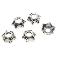Brass Bead Cap, Flower, antique silver color plated, lead & cadmium free, 6x2mm, Hole:Approx 2mm, 10PCs/Bag, Sold By Bag