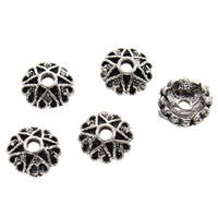 Brass Bead Cap, Flower, antique silver color plated, lead & cadmium free, 6x2mm, Hole:Approx 1mm, 100PCs/Bag, Sold By Bag