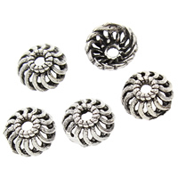 Brass, Flower, antique silver color plated, lead & cadmium free, 6x3mm, Hole:Approx 1mm, 10PCs/Bag, Sold By Bag
