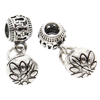 Hollow Brass Pendants, Round, antique silver color plated, lead & cadmium free, 9x23mm, Hole:Approx 3mm, Sold By PC