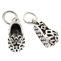 Brass Jewelry Pendants, Shoes, antique silver color plated, lead & cadmium free, 6x13x6mm, Hole:Approx 3mm, 10PCs/Bag, Sold By Bag