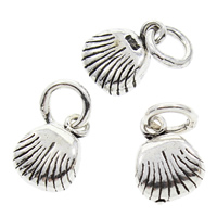 Brass Jewelry Pendants, Shell, antique silver color plated, lead & cadmium free, 7x9x5mm, Hole:Approx 3mm, Sold By PC