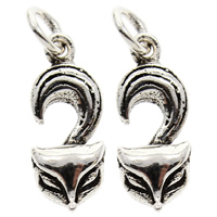 Brass Jewelry Pendants, Fox, antique silver color plated, lead & cadmium free, 7x17x3mm, Hole:Approx 3mm, 10PCs/Bag, Sold By Bag