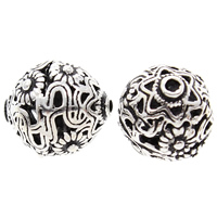 Brass Beads, Oval, antique silver color plated, lead & cadmium free, 11x9mm, Hole:Approx 1mm, Sold By PC