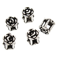 Brass Jewelry Beads, Flower, antique silver color plated, multihole, lead & cadmium free, 5x5mm, Hole:Approx 1x3mm, 10PCs/Bag, Sold By Bag