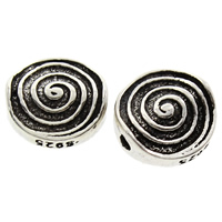 Brass Jewelry Beads, Flat Round, antique silver color plated, lead & cadmium free, 8x2mm, Hole:Approx 1mm, 10PCs/Bag, Sold By Bag