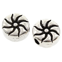 Brass Beads, Flat Round, antique silver color plated, lead & cadmium free, 8x4mm, Hole:Approx 2mm, Sold By PC