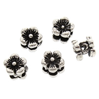 Brass Beads, Flower, antique silver color plated, lead & cadmium free, 5x5mm, Hole:Approx 1mm, 20PCs/Bag, Sold By Bag