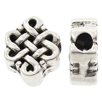 Brass Jewelry Beads, Chinese Knot, antique silver color plated, lead & cadmium free, 9x12x4mm, Hole:Approx 2mm, Sold By PC
