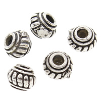 Brass Jewelry Beads, Drum, antique silver color plated, lead & cadmium free, 4x5mm, Hole:Approx 2mm, 30PCs/Bag, Sold By Bag