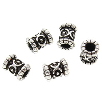 Brass Jewelry Beads, Drum, antique silver color plated, lead & cadmium free, 6x5mm, Hole:Approx 2mm, 10PCs/Bag, Sold By Bag