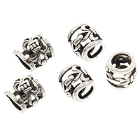 Hollow Brass Beads, Drum, antique silver color plated, lead & cadmium free, 5.5x6mm, Hole:Approx 3mm, 10PCs/Bag, Sold By Bag