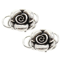 Brass Hook and Eye Clasp Flower antique silver color plated lead & cadmium free Approx 5mm Sold By PC