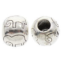 Brass Large Hole Bead Round antique silver color plated lead & cadmium free Approx 5mm Sold By PC