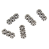 Brass Spacer Bar, Flower, antique silver color plated, 3-strand, lead & cadmium free, 9x3x2mm, Hole:Approx 1mm, 10PCs/Bag, Sold By Bag