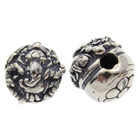 Brass Jewelry Beads, Round, antique silver color plated, lead & cadmium free, 10x11mm, Hole:Approx 2mm, Sold By PC